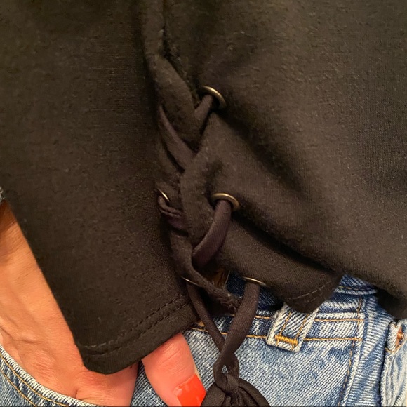 Womens V Neck Choker Cutout band inspired T Shirt - Picture 3 of 5